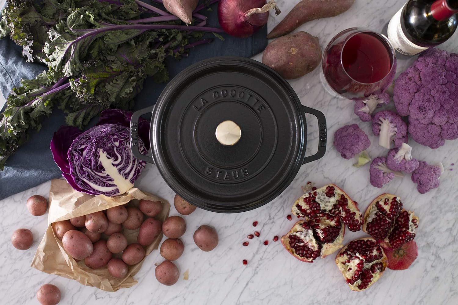 Staub Cast Iron 7-qt Round Cocotte - Cherry, Made in France