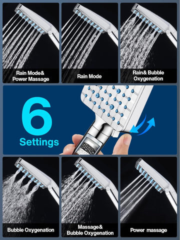 Cobbe Filtered Shower Head with Handheld, High Pressure 6 Spray Mode Showerhead with Filters, Water Softener Filters Beads for Hard Water - Remove Chlorine - Reduces Dry Itchy Skin, Matte Black