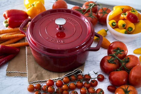 Staub Cast Iron 7-qt Round Cocotte - Cherry, Made in France