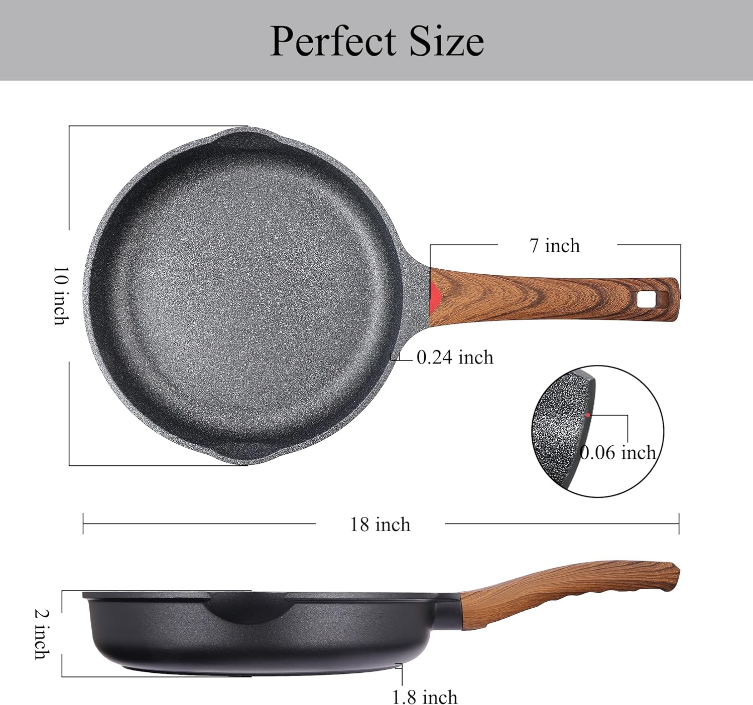 Vinchef Nonstick Frying Pan Anti Scratch,11 Inch Skillet Cast Aluminum Cookware with Wooden Stay Cool Handle, Induction Compatible