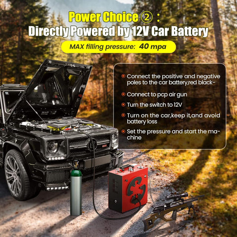 GX PUMP CS4 Portable PCP Air Compressor, 350W Powerful Motor,Max 5800Psi/40Mpa, Water and Fans Cooling, 5 Hours Continous Work, 12V Auto Stop PCP Air Rifle Paintball Air Compressor