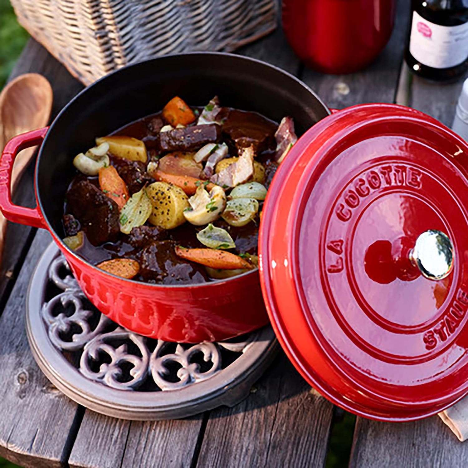 Staub Cast Iron 7-qt Round Cocotte - Cherry, Made in France