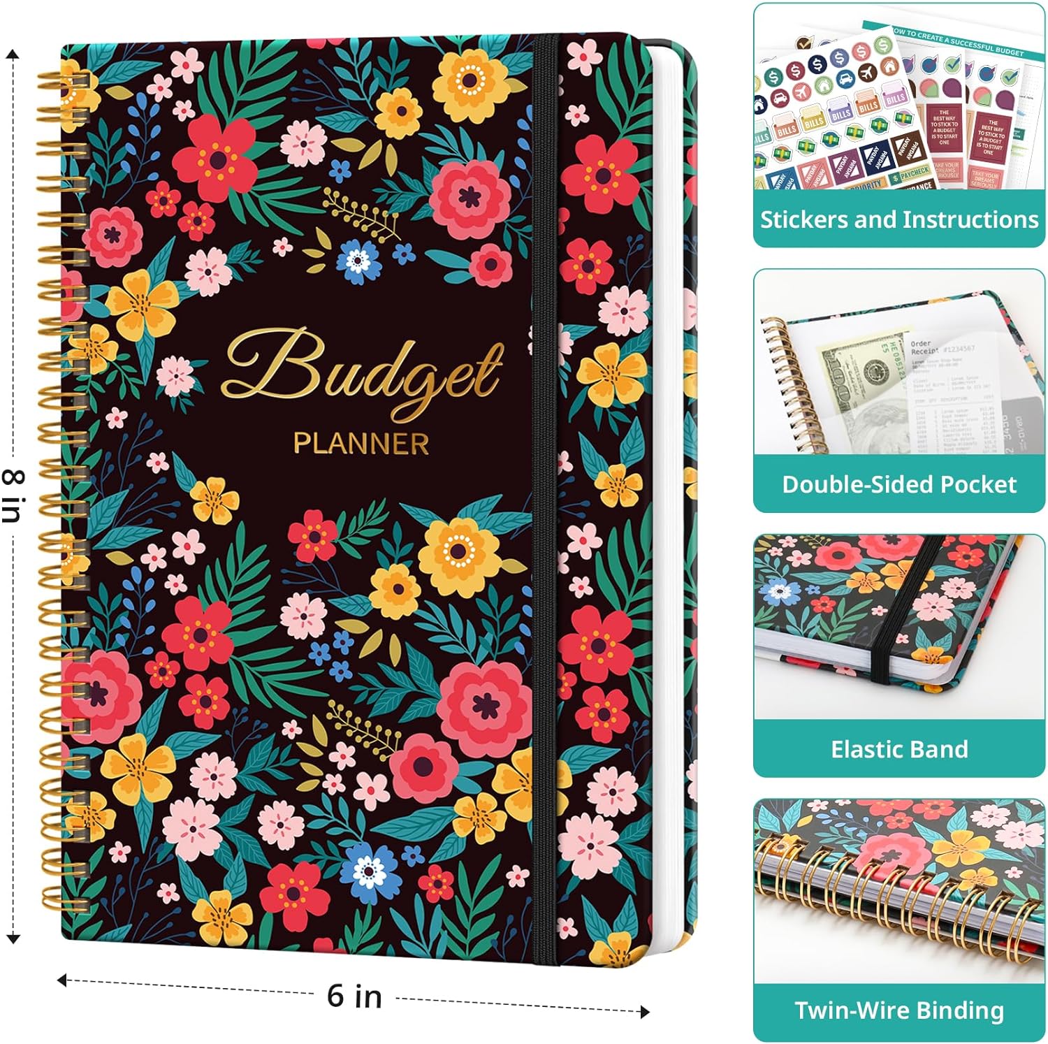 Budget Planner - Monthly Budget Book 2024 with Expense & Bill Tracker - Undated 12 Month Financial Planner/Account Book to Take Control of Your Money - Pink