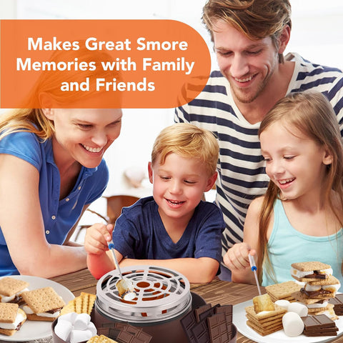 Smores Maker Tabletop Indoor, Electric Flameless Marshmallow Roaster, S'mores Kit with 6 Compartment Trays and 4 Forks, Housewarming Gifts for New House, Movie Night Supplies