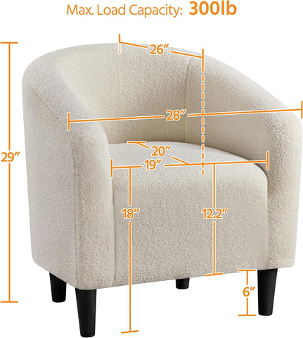 Yaheetech Barrel chairs, Furry Accent chairs, Sherpa Cozy Modern with Soft Padded Armrest, Fuzzy Club chair for Living room Bedroom Waiting room Office Ivory, Set of 2