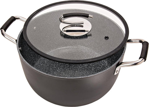 Professional 8 Quart Nonstick Dutch Oven with Glass Lid | Italian Made Ceramic Coated Oven Safe Stock Pot for Bread Baking, Stews, Casseroles and More by DaTerra Cucina