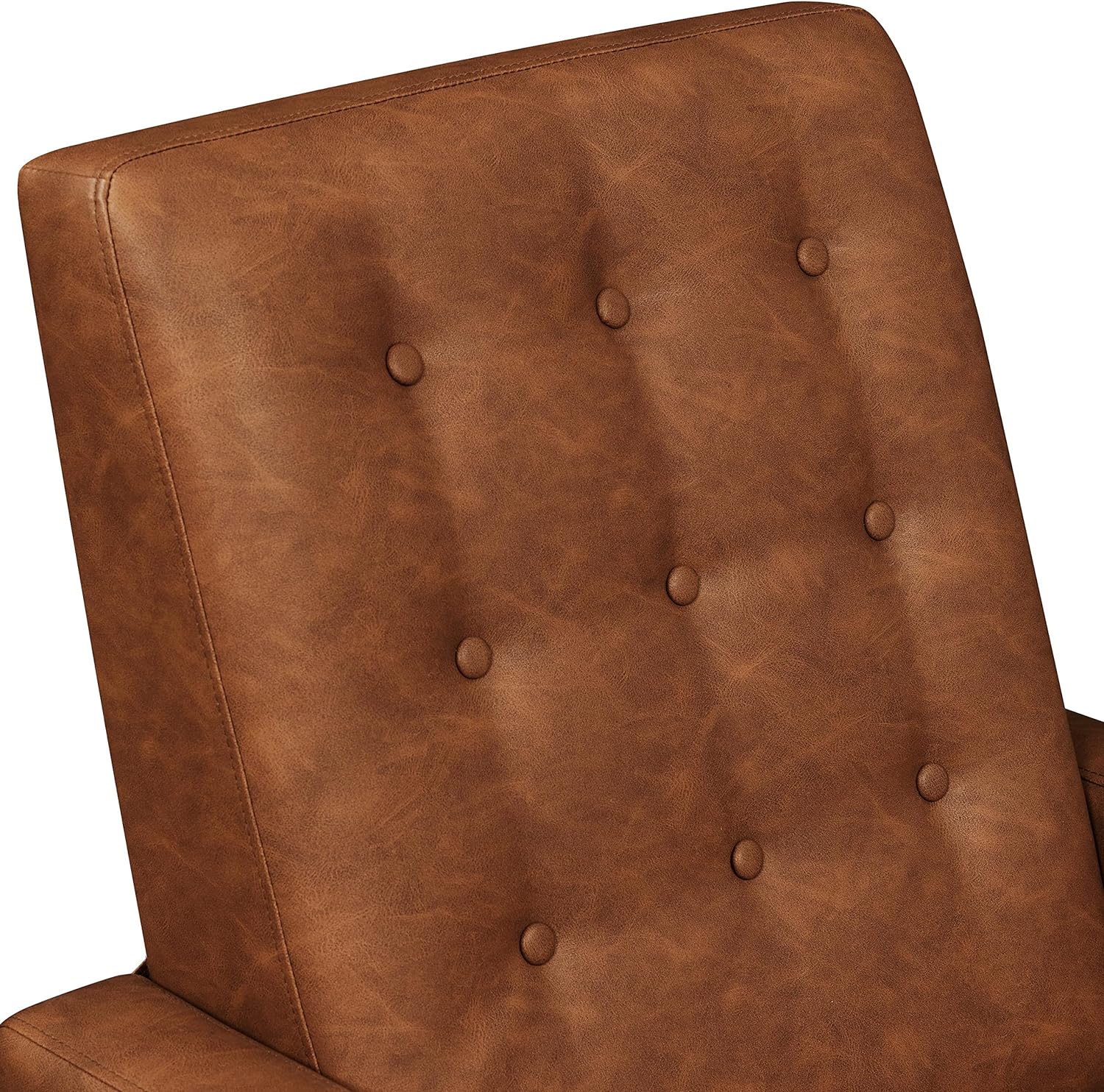 Yaheetech Faux Leather Recliner Sofa Mid-Century Modern Single Reclining Chair Adjustable Back & Footrest Tufted Upholstered Sofa with Pocket Spring Living Room Bedroom Home Theater Brown