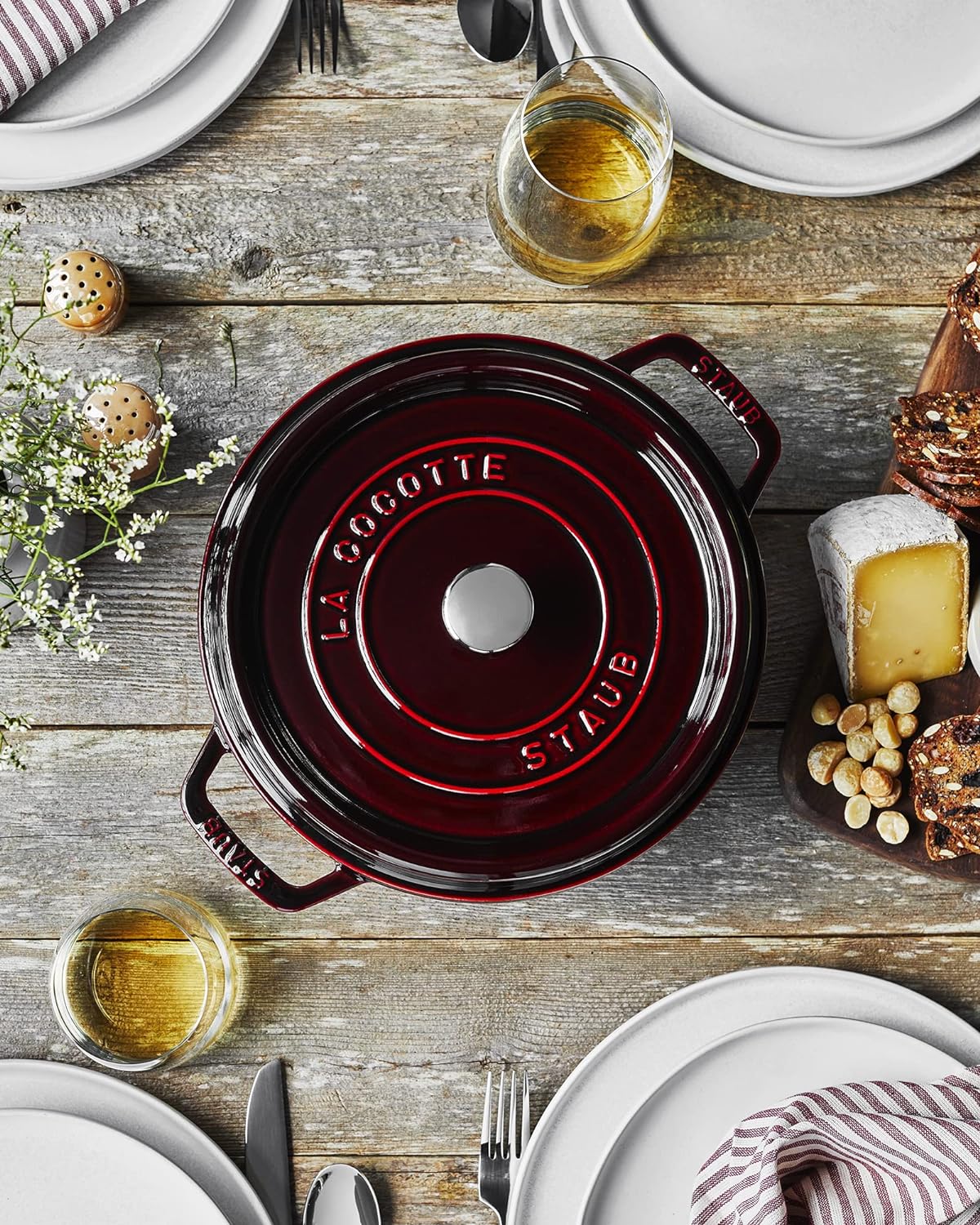 Staub Cast Iron 7-qt Round Cocotte - Cherry, Made in France