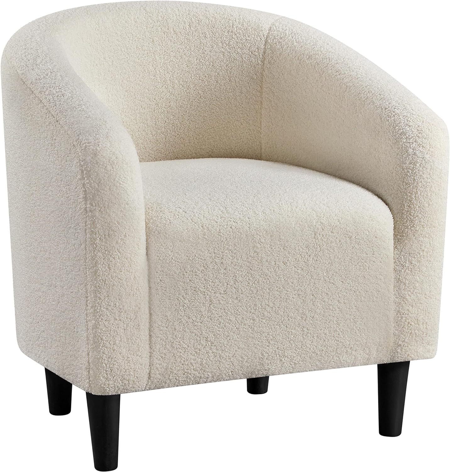 Yaheetech Barrel chairs, Furry Accent chairs, Sherpa Cozy Modern with Soft Padded Armrest, Fuzzy Club chair for Living room Bedroom Waiting room Office Ivory, Set of 2