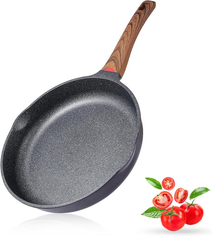 Vinchef Nonstick Frying Pan Anti Scratch,11 Inch Skillet Cast Aluminum Cookware with Wooden Stay Cool Handle, Induction Compatible